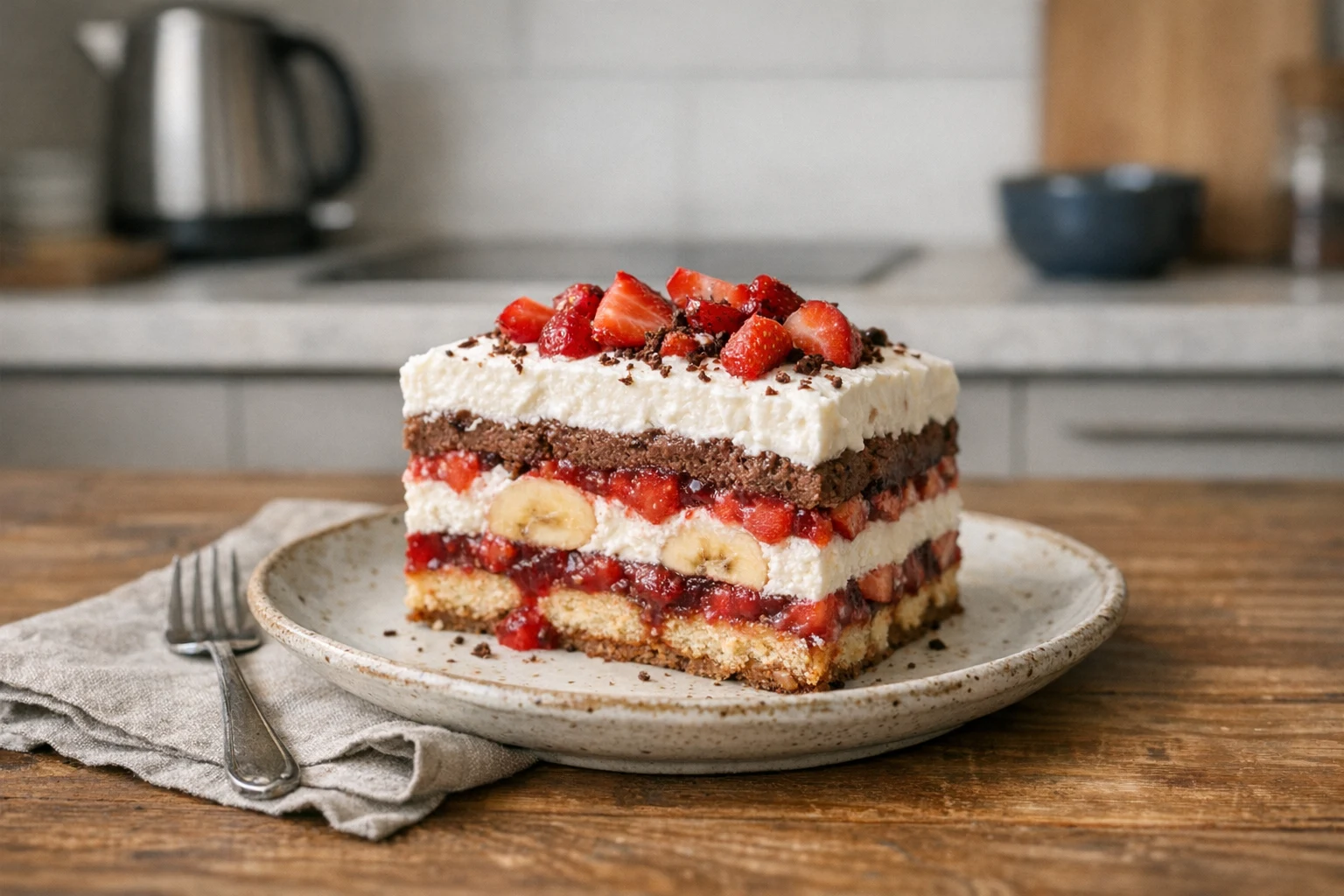 Sütés nélküli, gyümölcsös hűtött torta